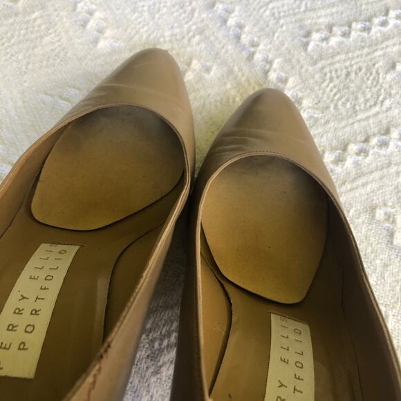 VTG Perry Ellis Portfolio Leather Heels Taupe Green Diamond 80s Italy 8 B Career - Picture 14 of 15